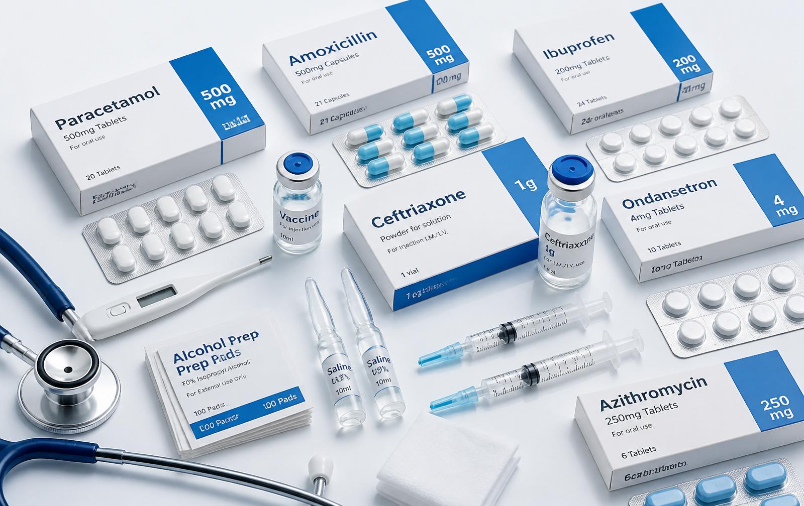 Portafolio de productos médicos y farmacéuticos: medicamentos, dispositivos y material de salud